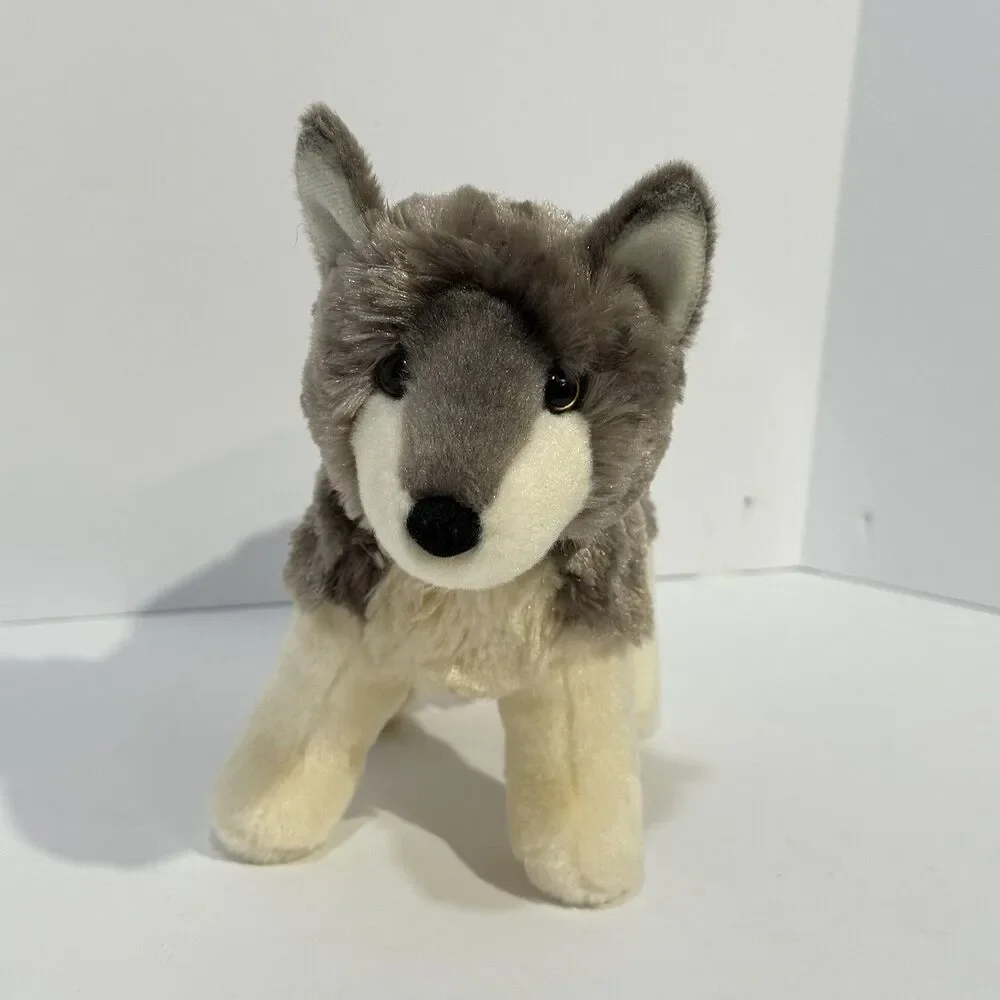 Douglas Cuddle Toys Gray Ivory Wolf Dancer Plush Amber Eyes 8